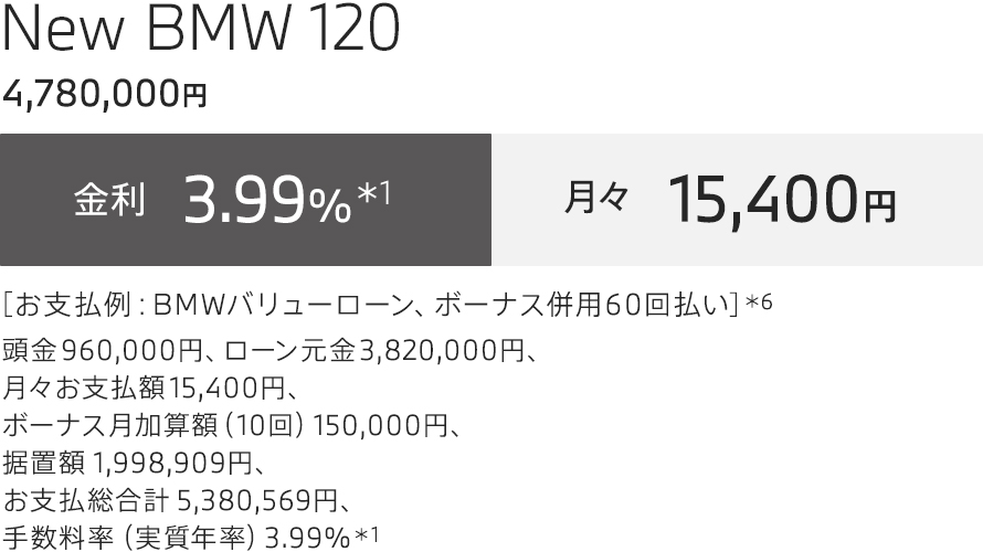 New BMW 120 支払例